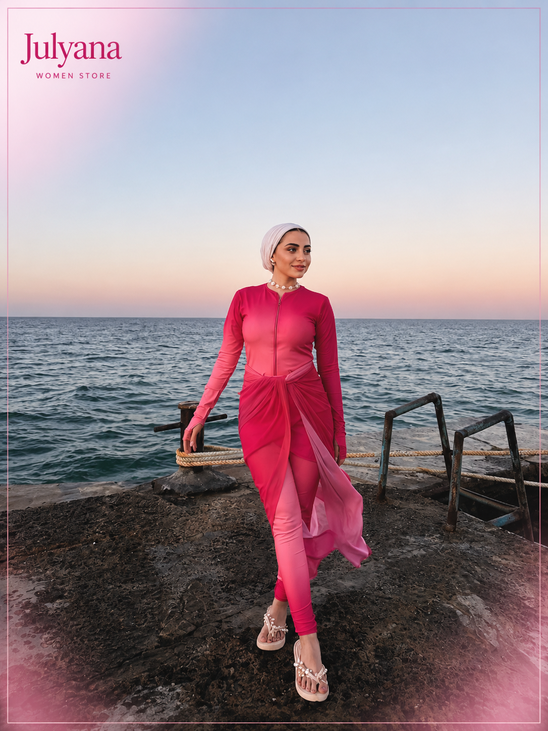 🌞Luna Burkini – Fuchsia